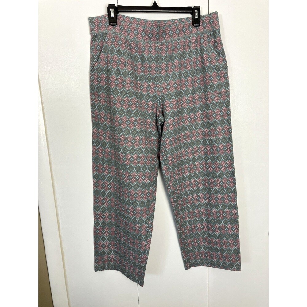 Jockey Womens Elastic Waist  Straight Leg Pants Gray/Pink/Blue XL